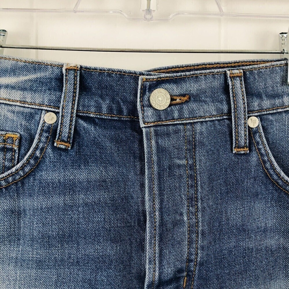 Free People Blue Jean Shorts with Orange Accents - Picture 4 of 11